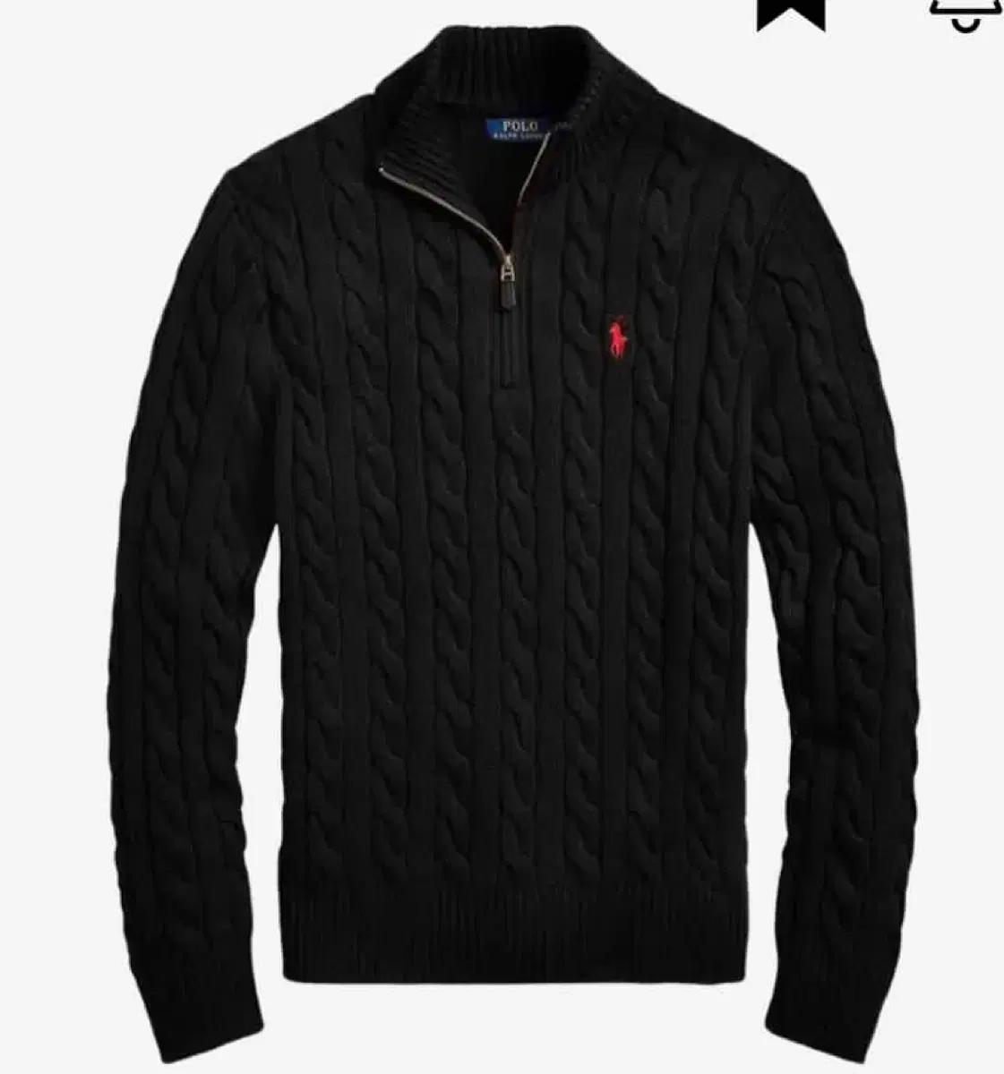 폴로 랄프 로렌 케이블 니트 코튼 스웨터 블랙