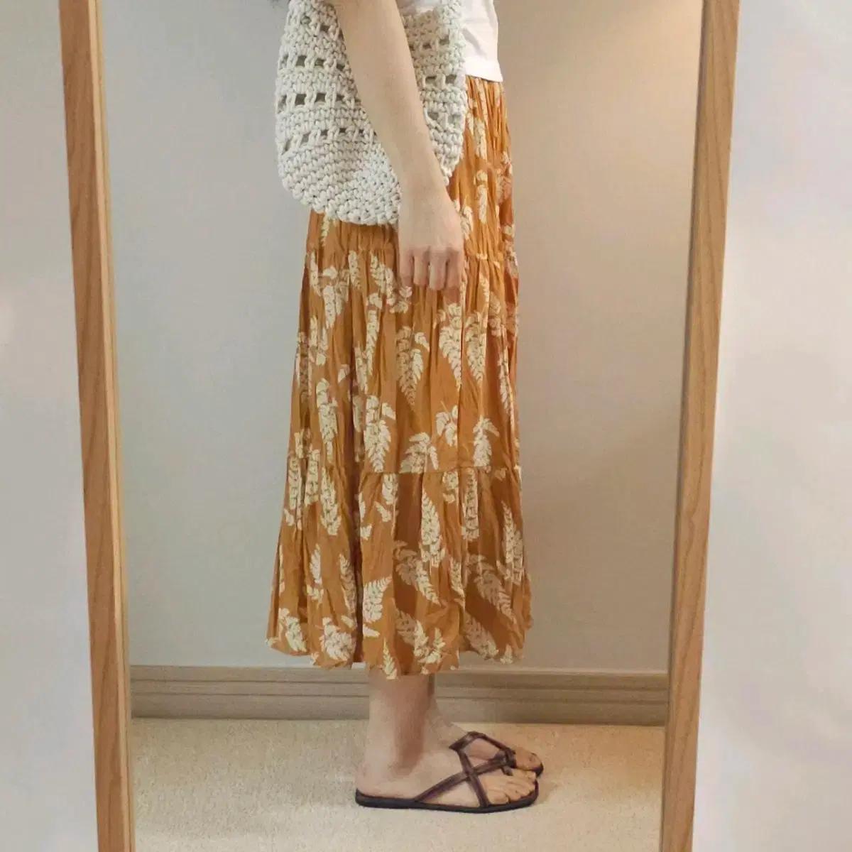 (F)히크 여성 패턴 플레어 플리츠 여름 롱스커트 G5W594