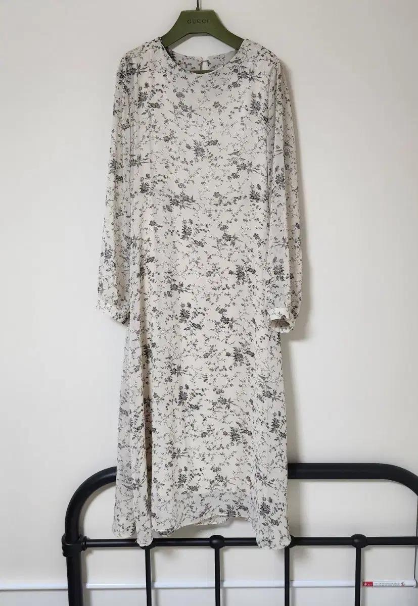 아이보리 플라워 봄 쉬폰 원피스 롱원피스 맥시원피스