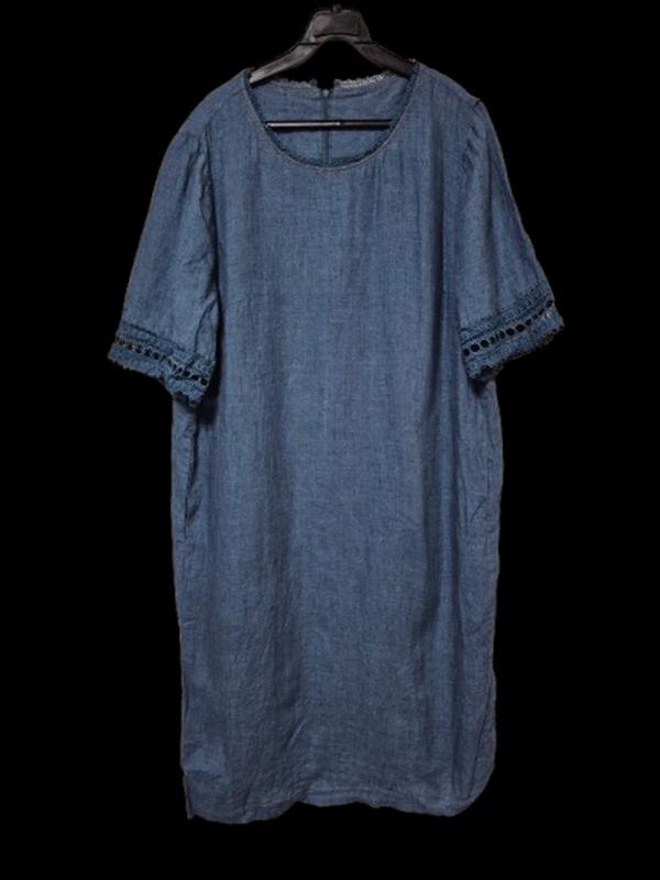 마100 여자 여름용 라운드넥 여성 린넨반팔티셔츠원피스95