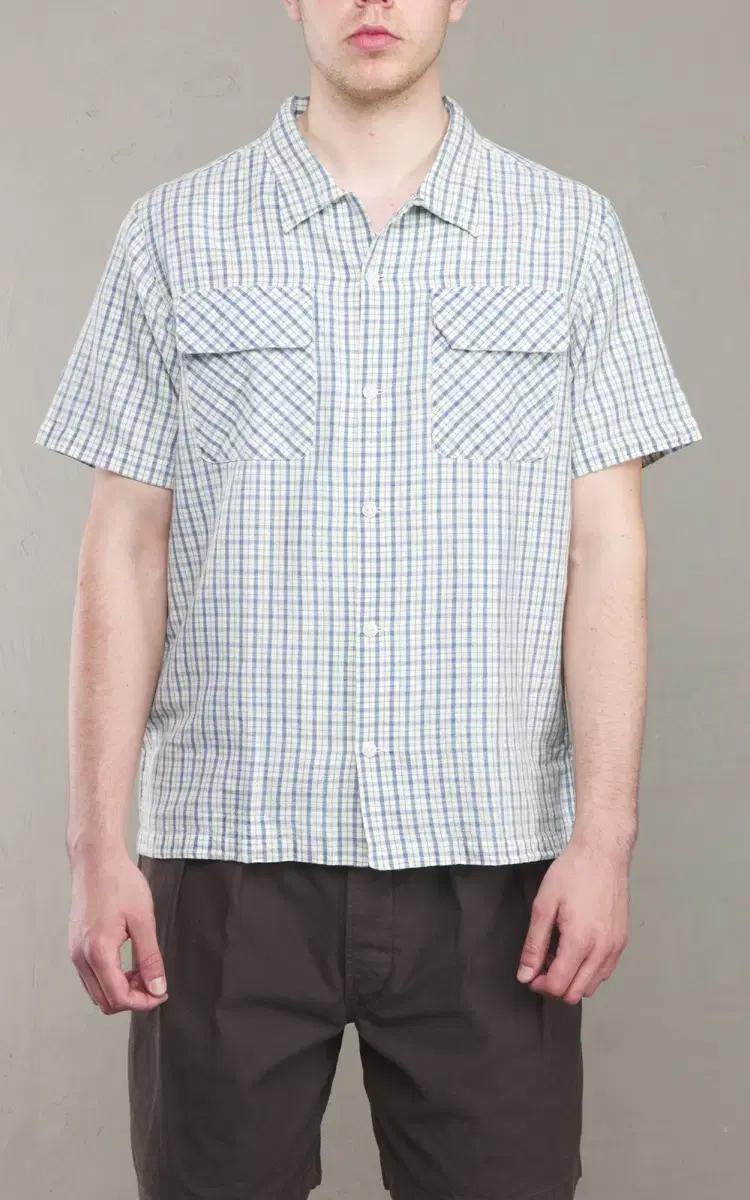 RRL 더블알엘 24ss 체크 코튼 리넨 반팔 캠프 셔츠 S사이즈