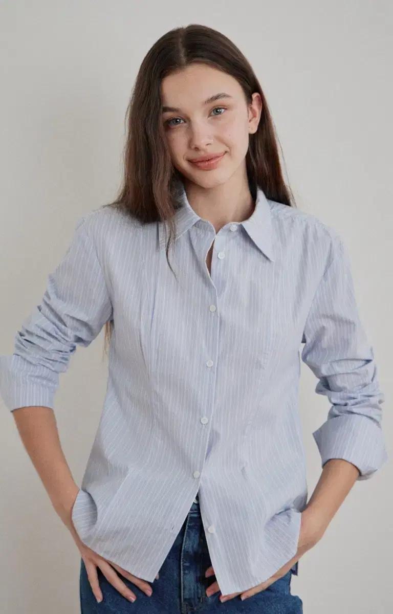 샵마그넷 마그넷 셔츠 Line Slim Shirt (sky)