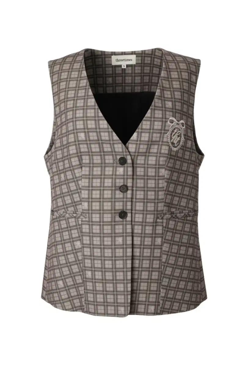 쓰리타임즈 프레피룩 체크 베스트 조끼+스커트