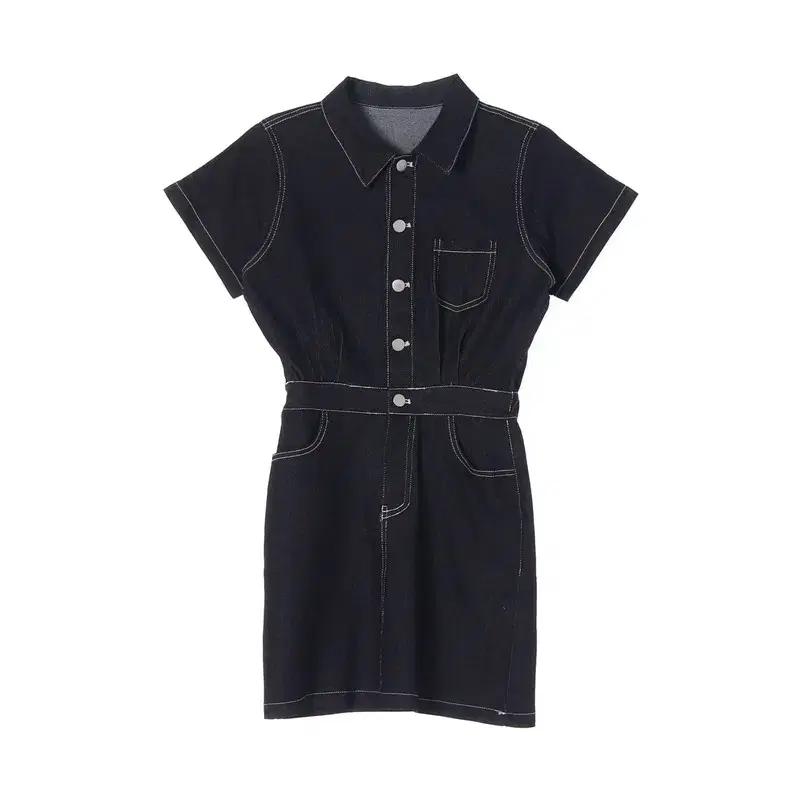 [JPN] 인디고 데님 반팔 원피스 치마점프수트 (여성 44)