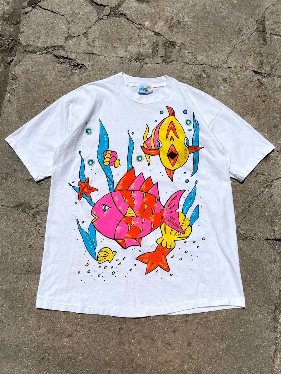 90s SOLEIL BAY USA COLORFUL FISH 빈티지티셔츠
