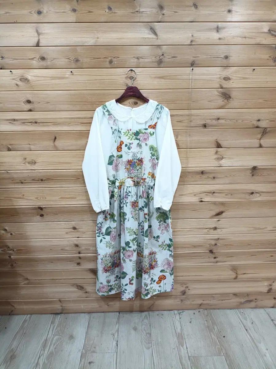 여성의류 여름 면 꽃무늬 롱 조끼 원피스