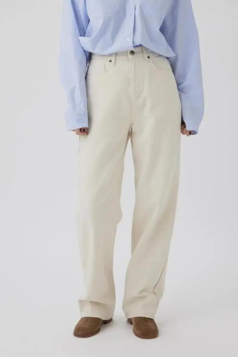 타낫 TANNAT 스트레이트 크림 데님 팬츠 S 새상품