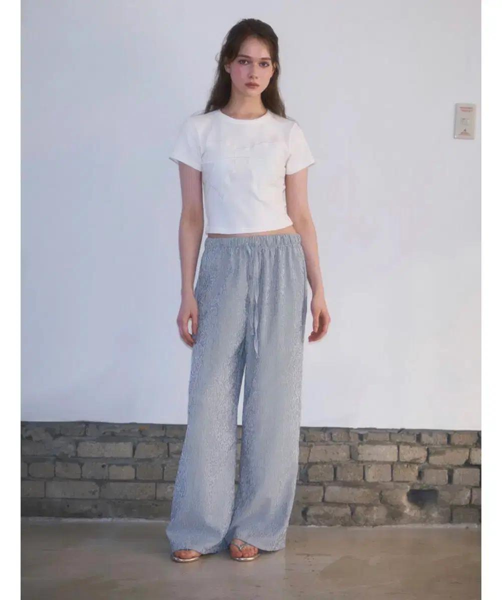 로제프란츠 스트라이프 팬츠 여름 팬츠 Embroidery Low Wide