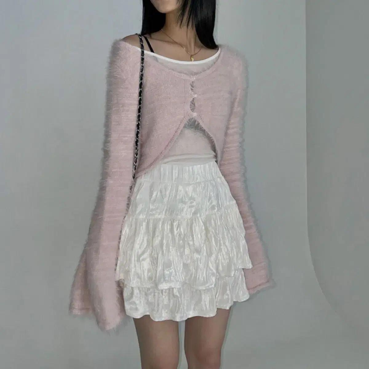 캉캉 스커트 펄 쉬폰