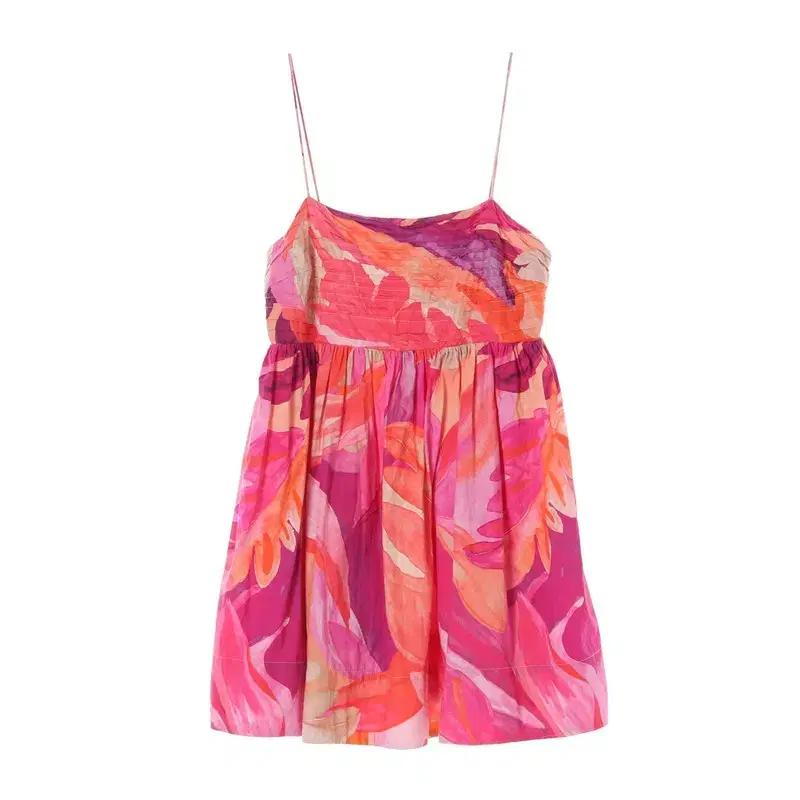 여 L | 에이치앤엠 패턴 미니 원피스 핑크