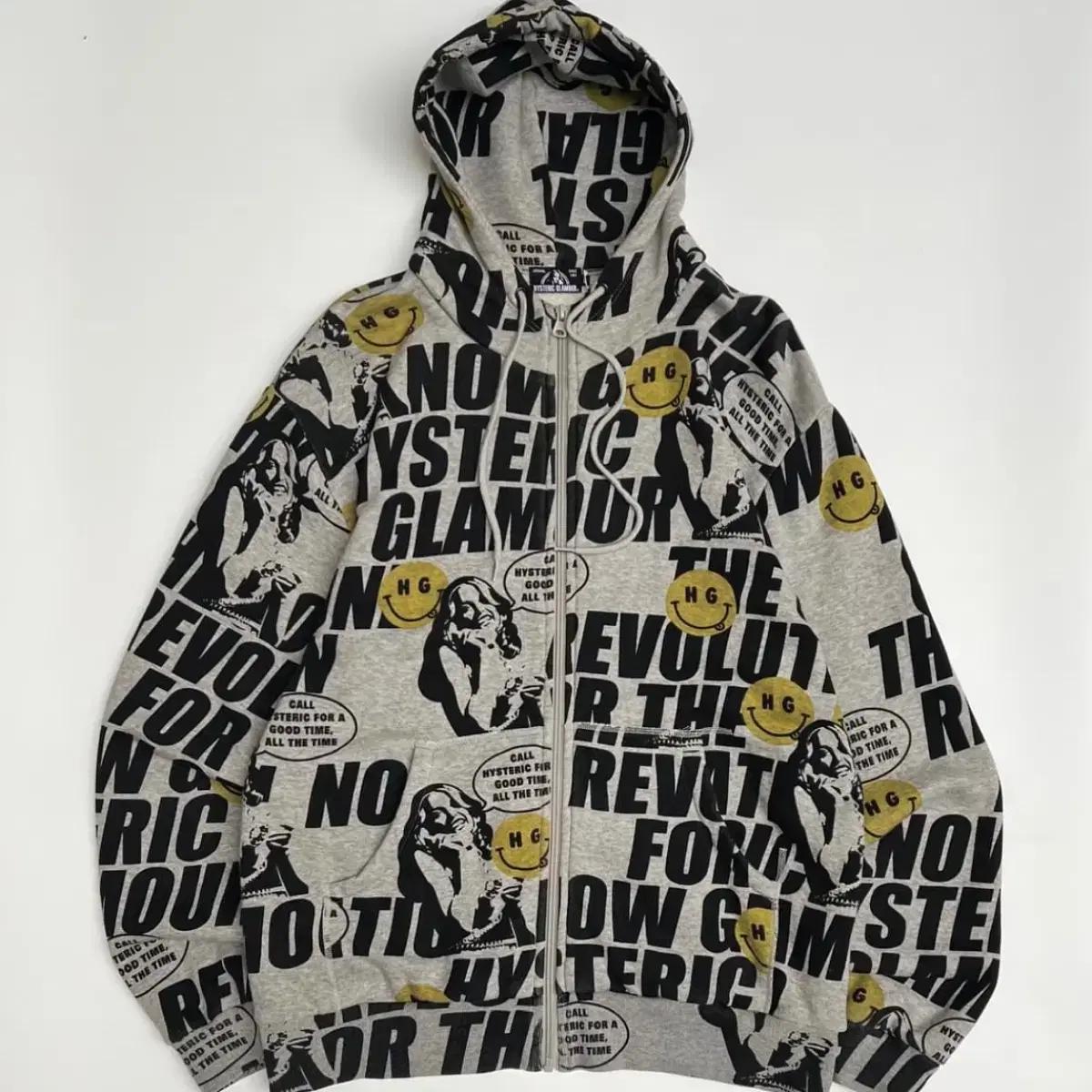 Hysteric Glamour 히스테릭 글래머 텍스트 스마일 후드집업