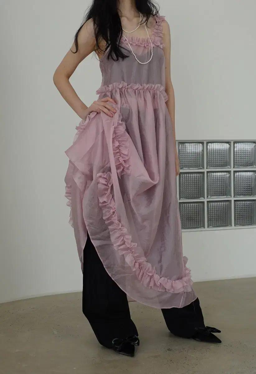 르콩 프릴 원피스 lekong Rough Frill Long Dress