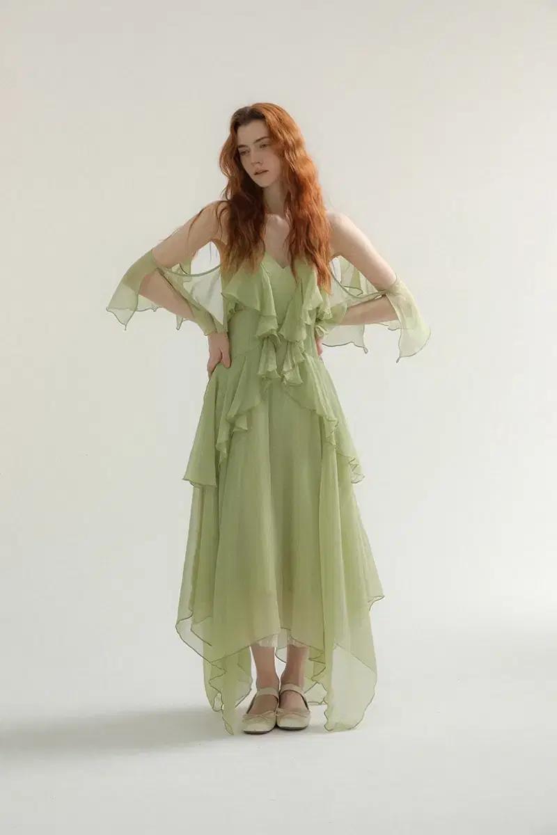 신스덴 베르데 러플 롱원피스 쉬폰러플드레스 휴양지봄여름원피스