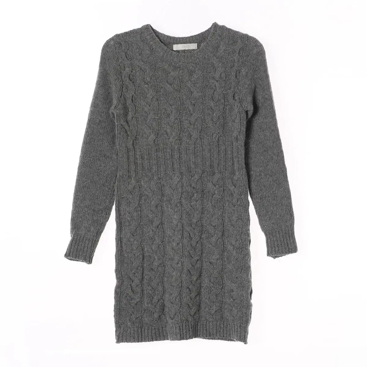 [S]오조크 울100% 그레이 꽈배기 니트 원피스 스웨터