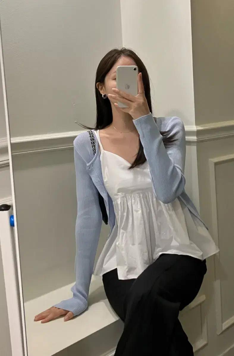 썸머 쿨 골지가디건 & 플레어 나시 블라우스 세트