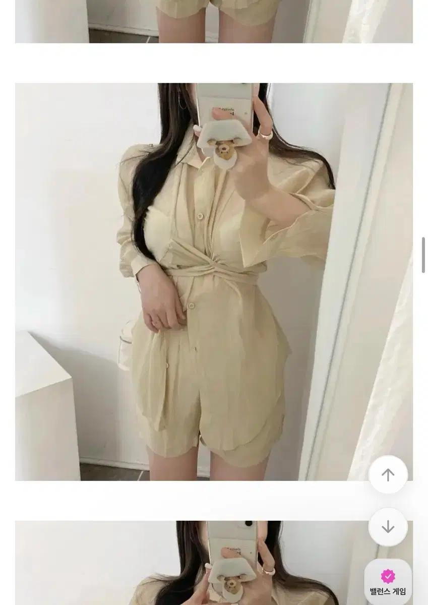 랩 블라우스 숏팬츠 투피스 세트