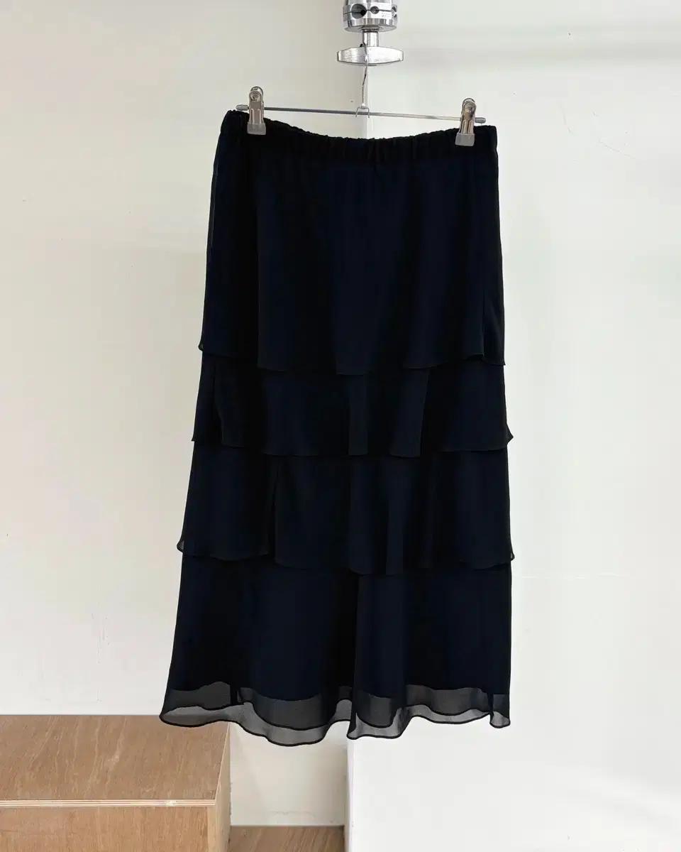 꼼데가르송 robe de chambre 블랙 러플 레이어드  롱 스커트