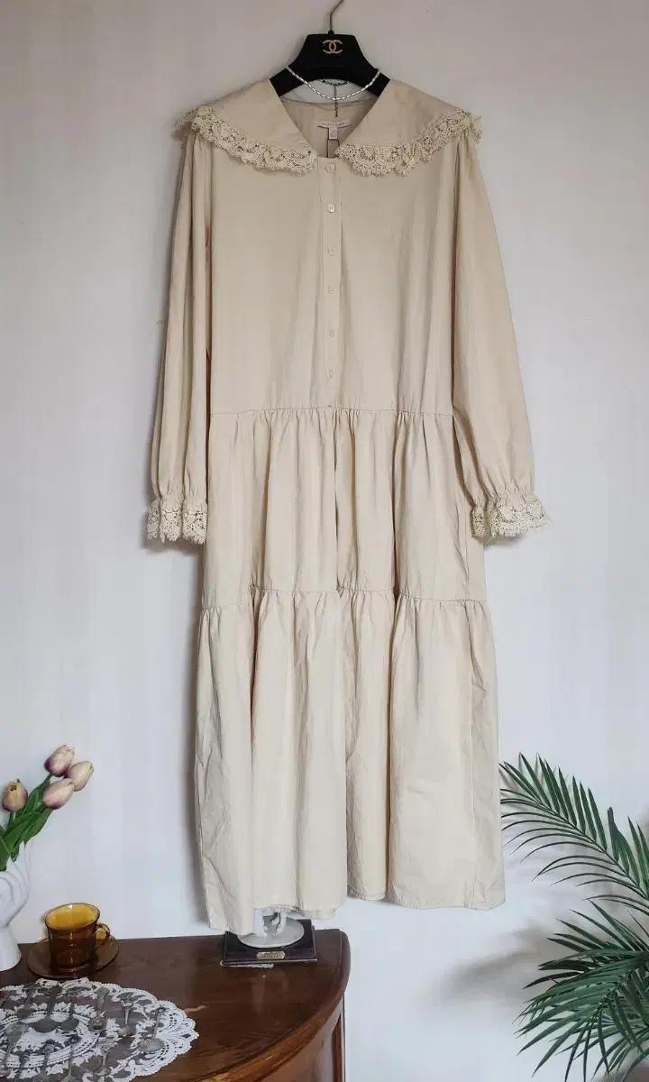 아이보리 자수 카라 롱원피스 봄 원피스