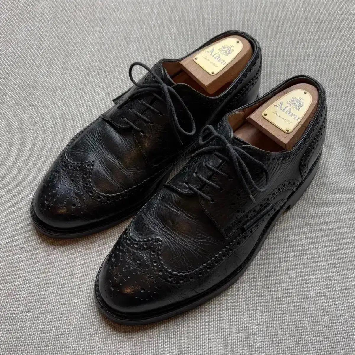 (275mm)  80s Paraboot 블랙 브로그 토 윙팁 더비 슈즈