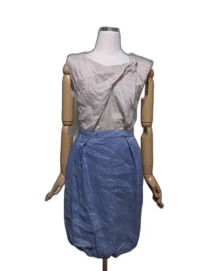 타임 마실크소재 실크 언발란스 벌룬 여자 여름 여성 린넨민소매원피스82