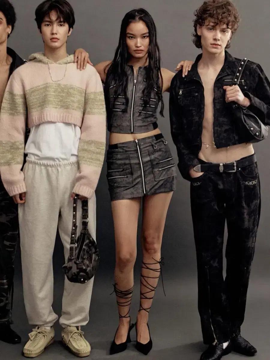 [새상품] 쓰리타임즈 집 레더 베스트 스톤그레이