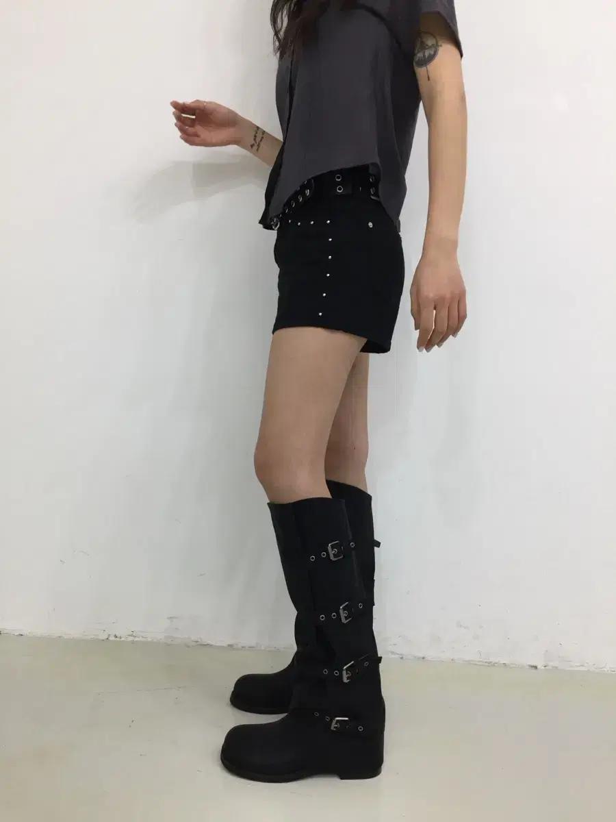 레더 버클 롱부츠 (브라운) 245사이즈