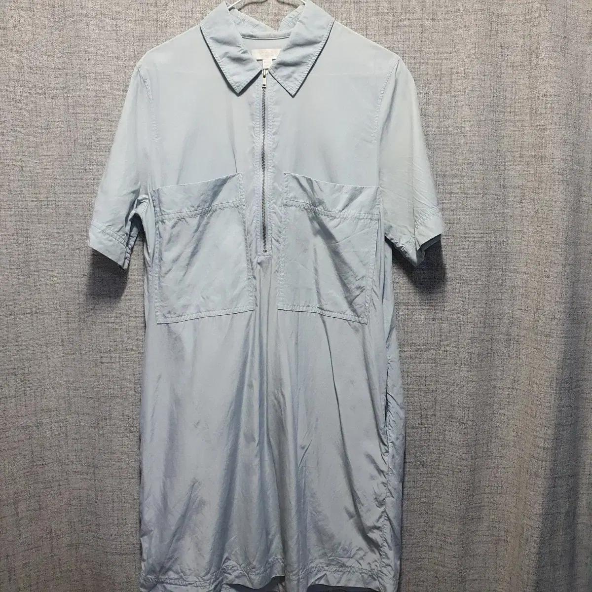 코스 여성 쿨 원단 반집업 카라 반팔 원피스 34