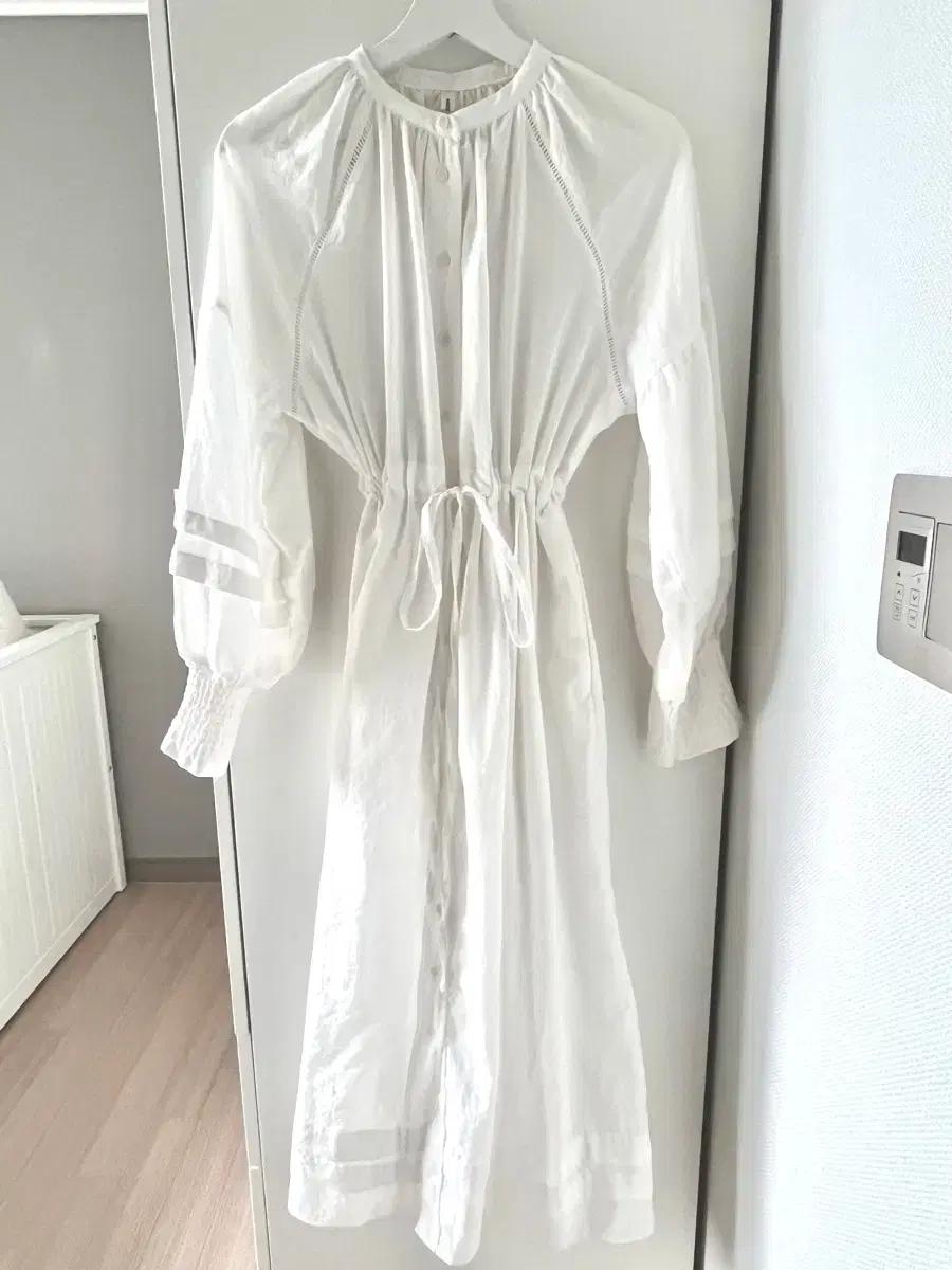 [wherewear] 화이트 리넨 롱 원피스