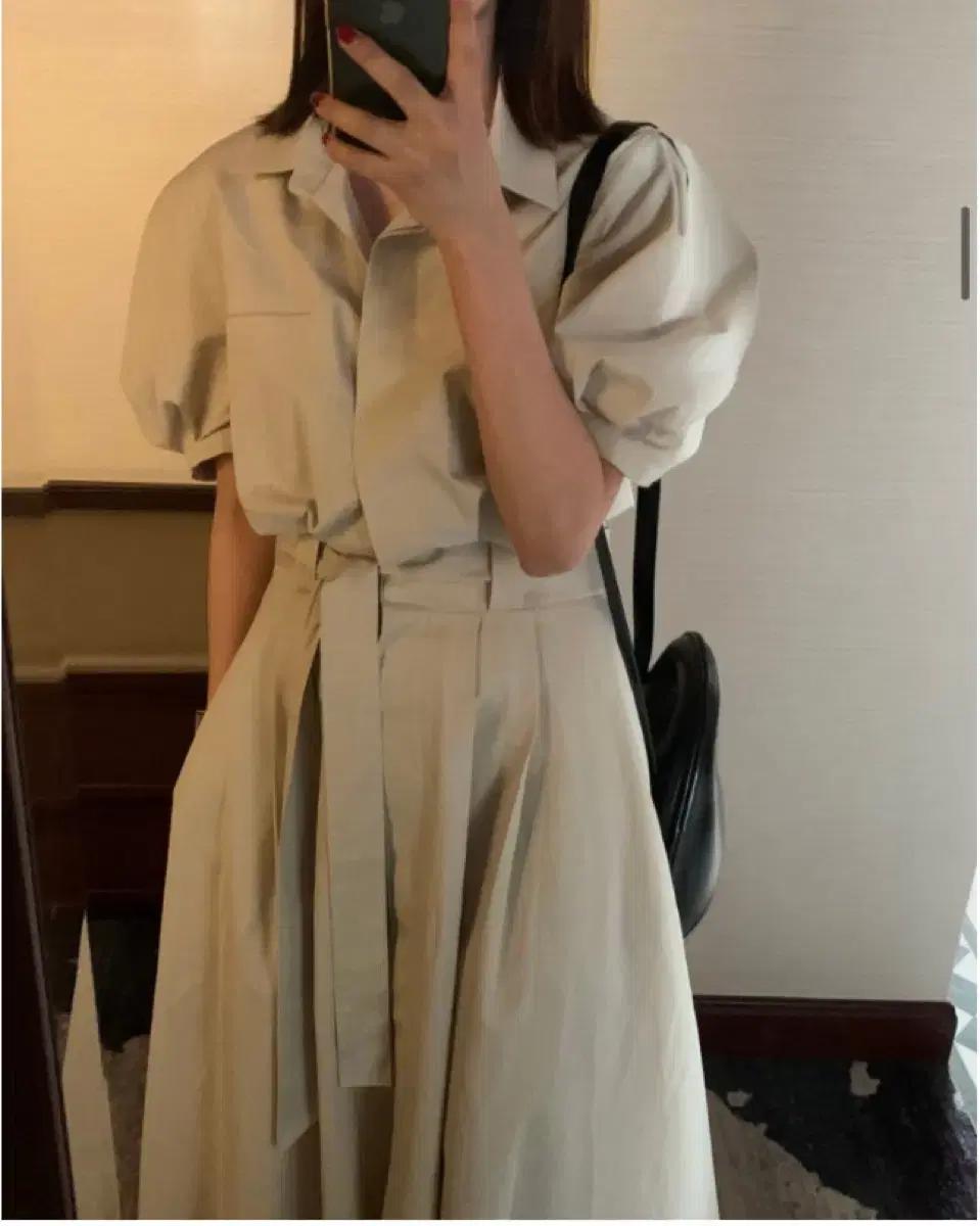 트렌치 반팔 롱원피스