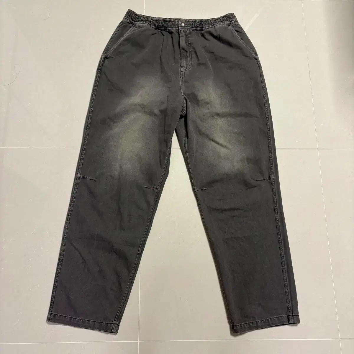 정품 디스이즈네버댓 피그먼트 밴딩 데님팬츠 그레이 청바지