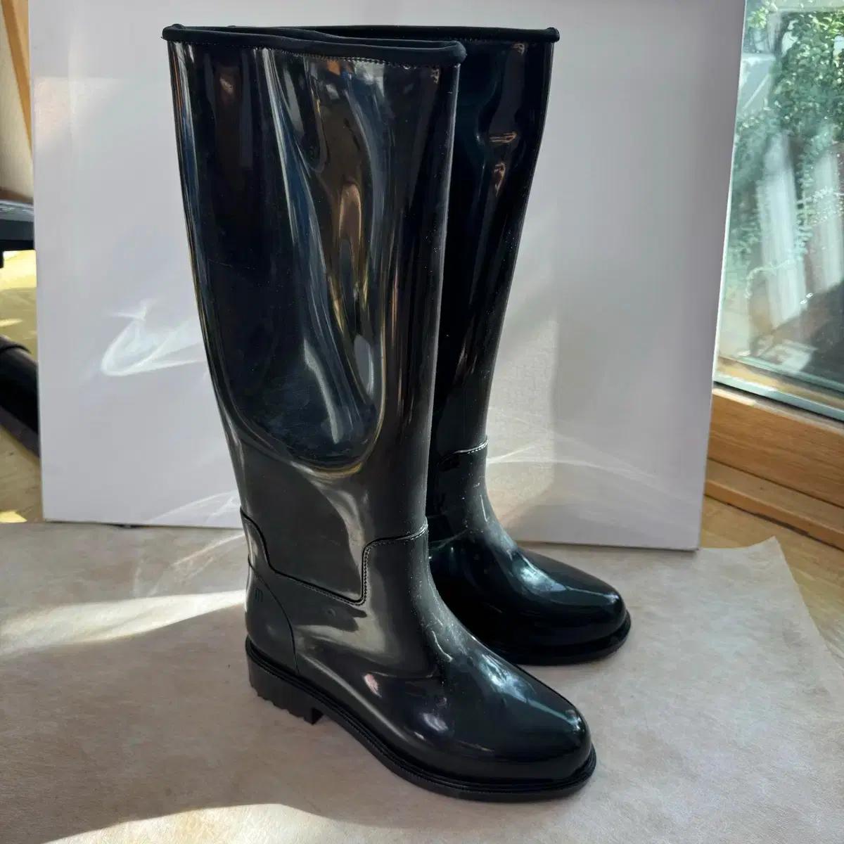 멜리사 블랙 롱 레인부츠 240mm us7, eu38