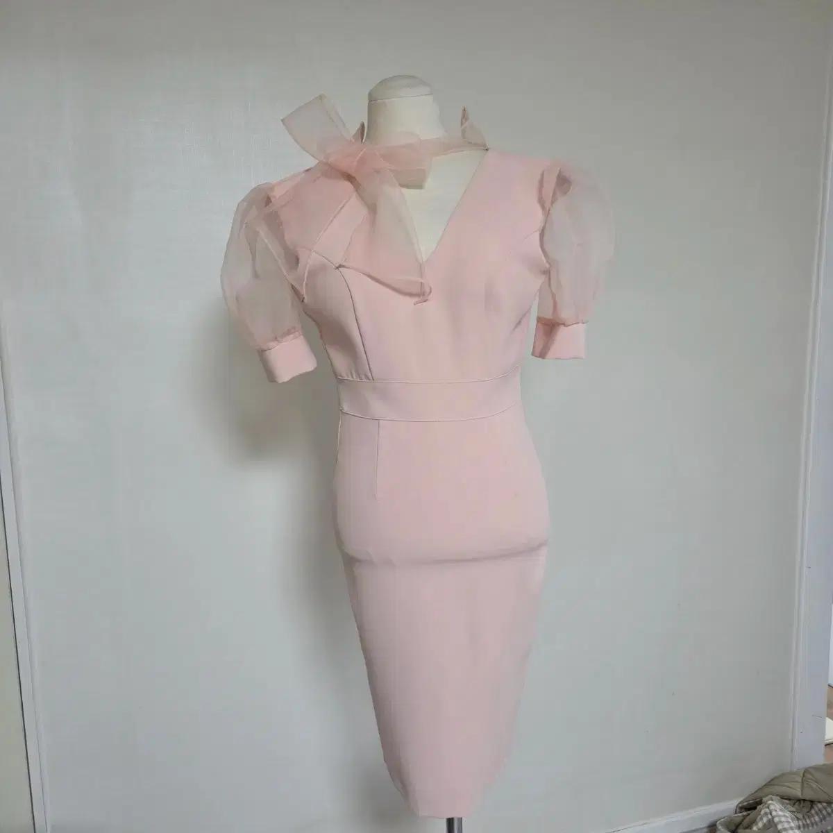 핑크 시폰 퍼프 드레스 홀복 2부드레스 웨딩촬영 수입의류