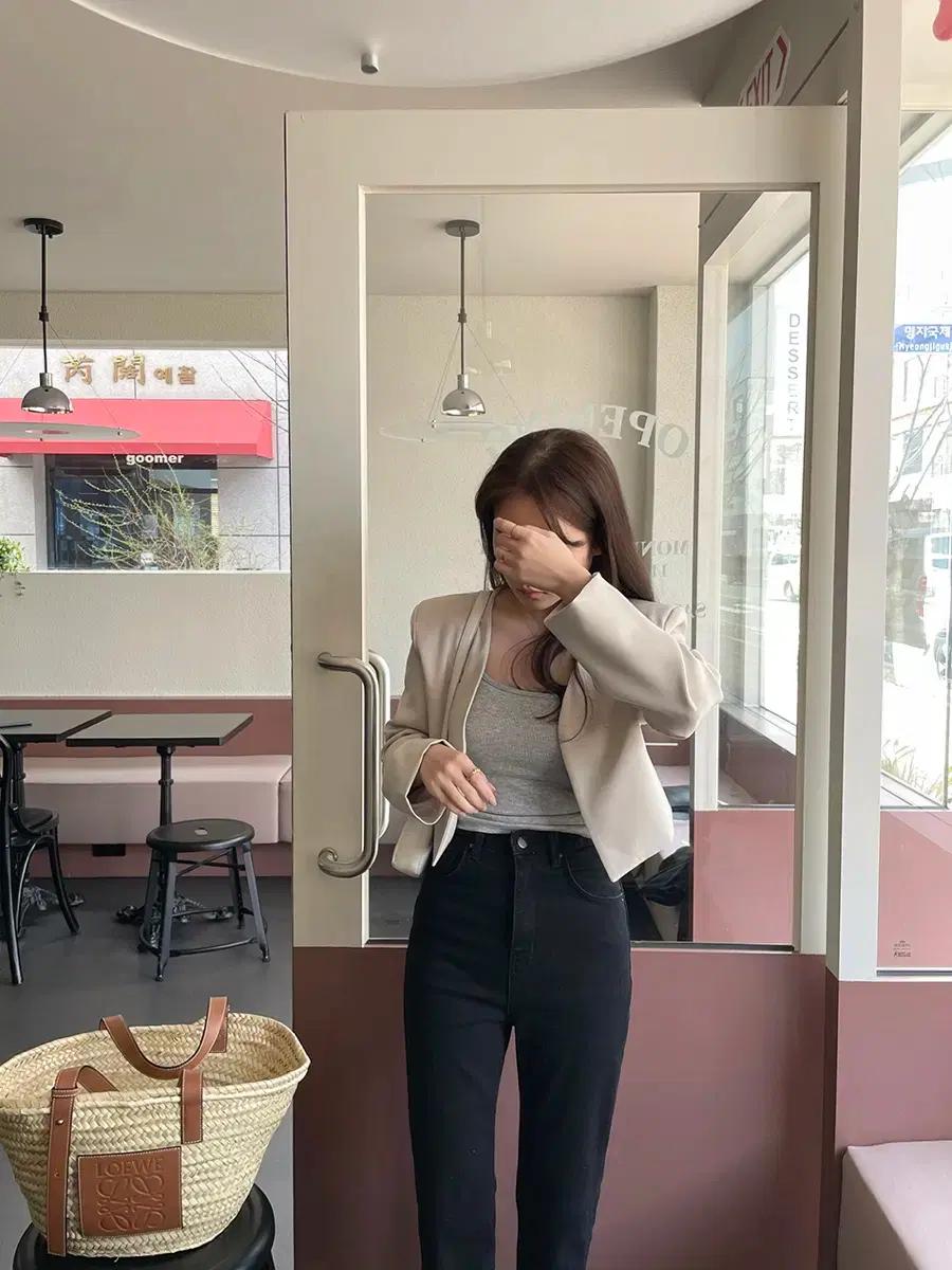 소녀레시피 로아 미니멀 크롭 자켓/노카라 숏자켓/하객룩