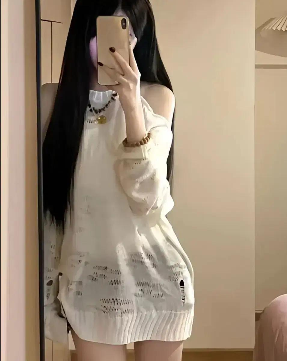 오프숄더 여름 니트 에이블리