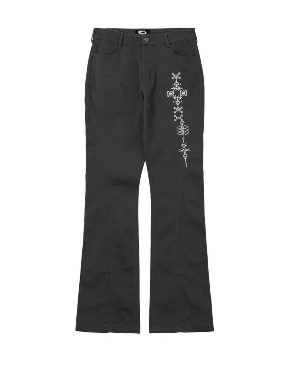 Embroidered Line Pants Charcoal