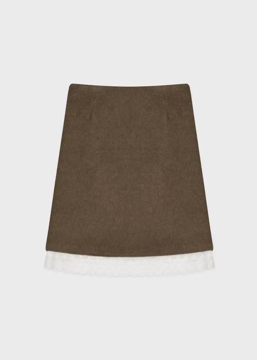 택포+새상품)시눈 레이스 미디 스커트 브라운 S