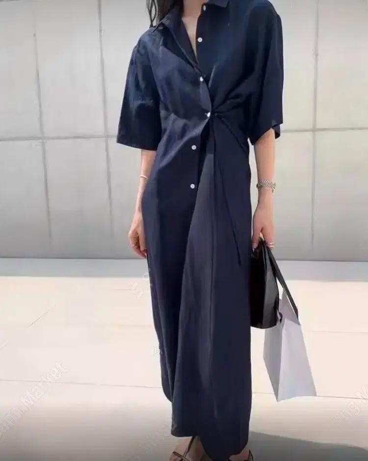 반팔롱 셔츠면 오버핏끈 여름맥시빅사이즈 원피스