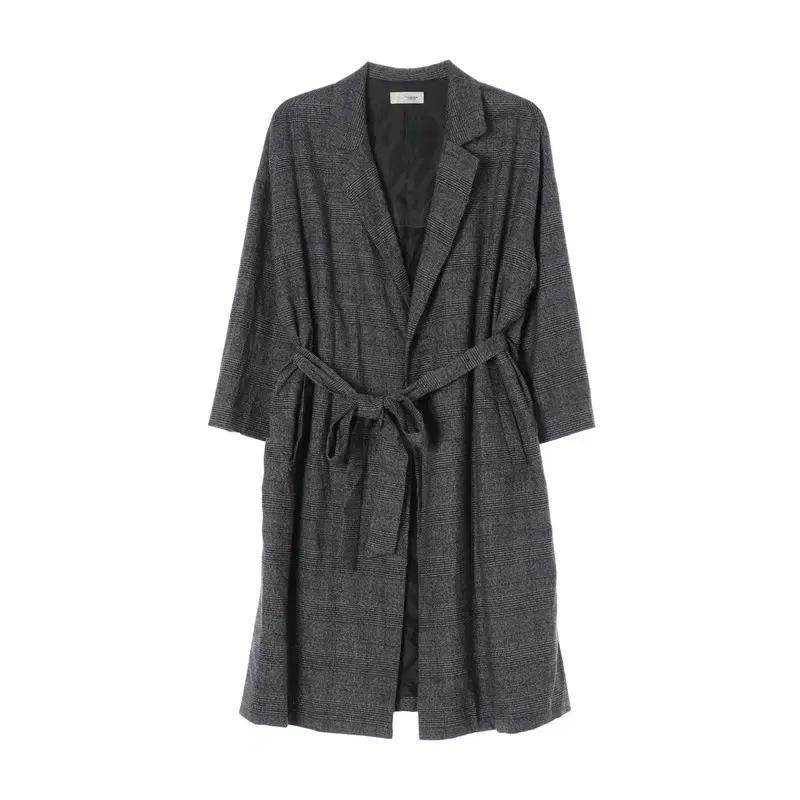 [un dix cors] 폴리 블렌드 체크 로브 코트 (남성 오버핏)