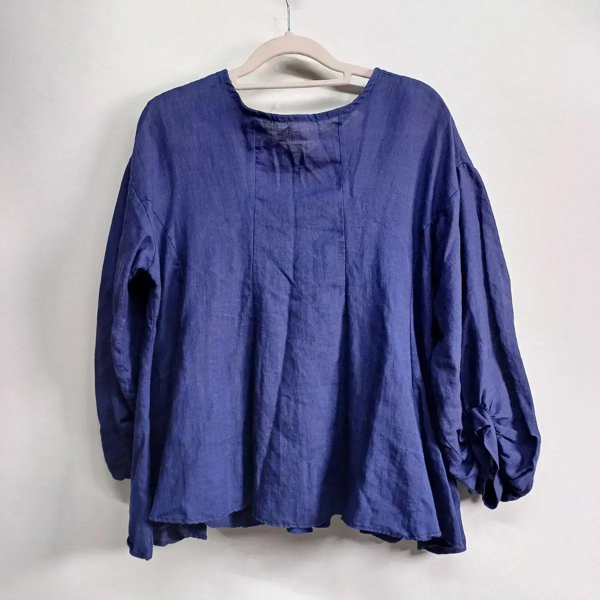 여성 블루 블라우스 95사이즈 봄여름 7318