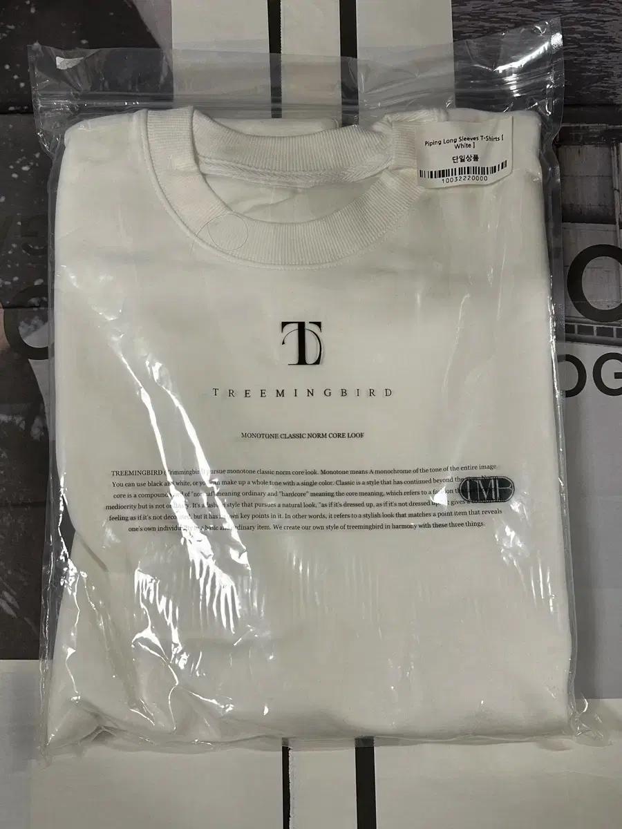 트리밍버드 파이핑 롱 슬리브 티셔츠 화이트 / treemingbird