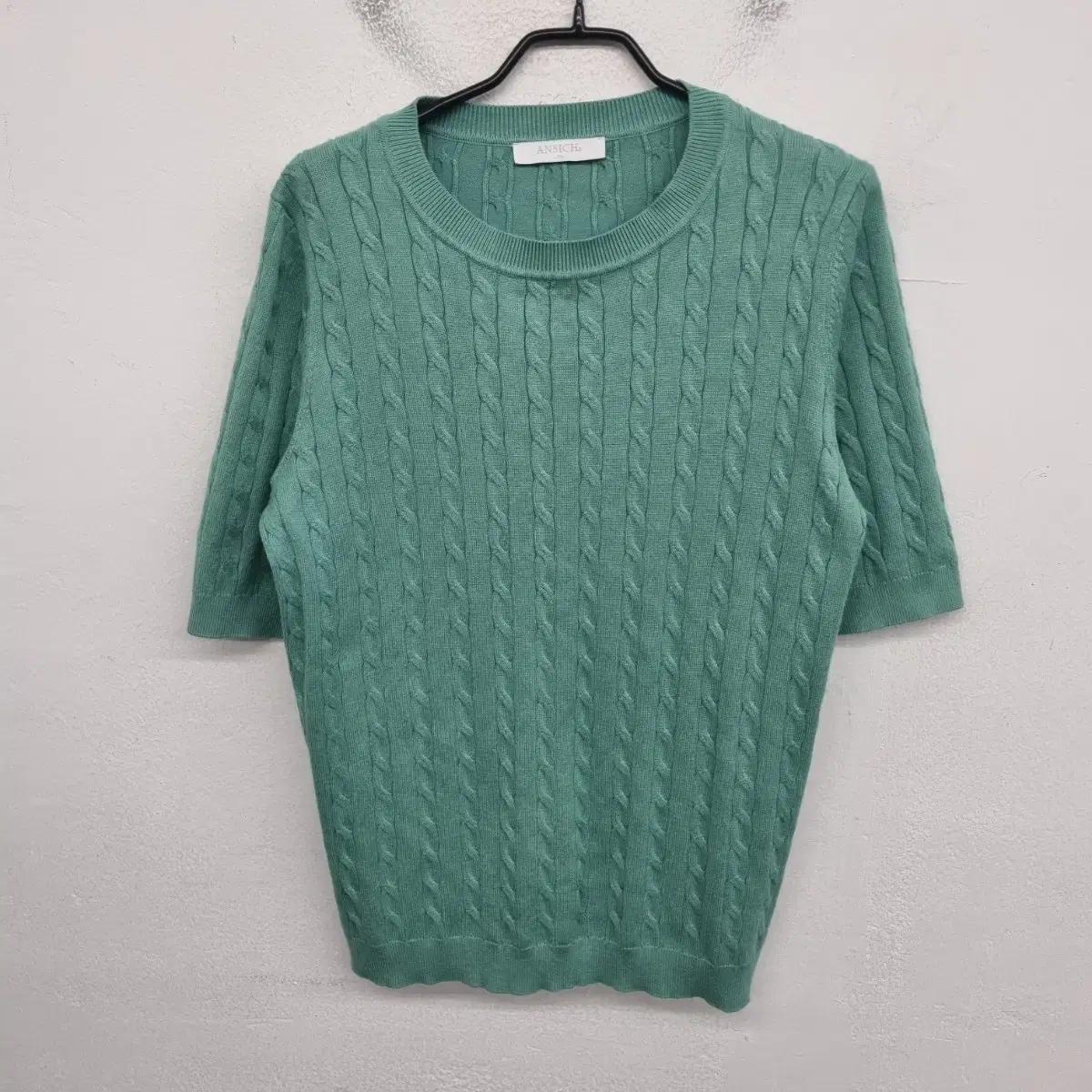[여성77 size] ANSICH 케이블 반팔 니트