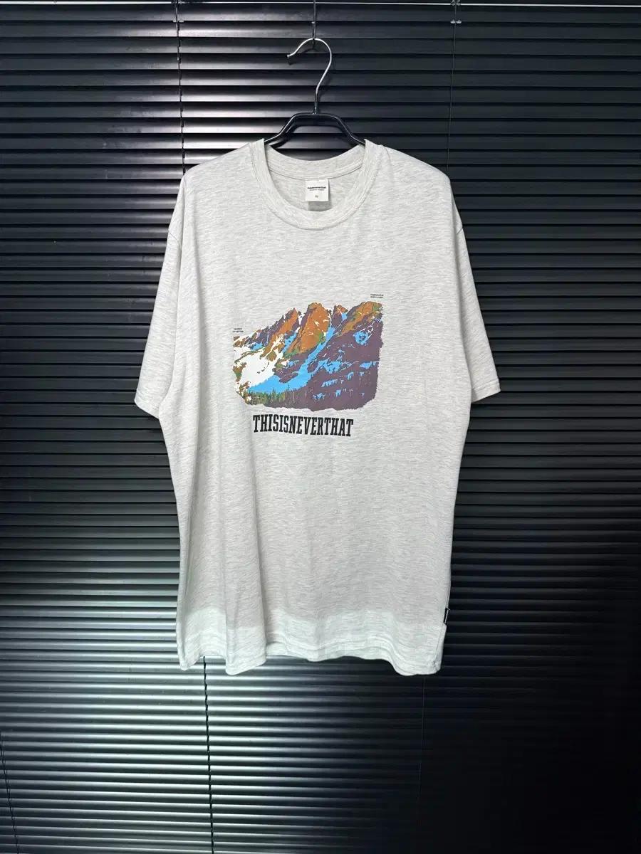 디스이즈네버댓 디네댓 마운틴 산 프린팅 오버핏 회색 반팔 티셔츠 스트릿
