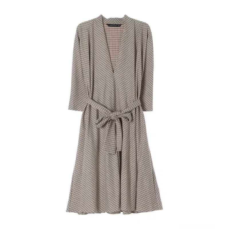 (L) 자라 체크 롱 원피스