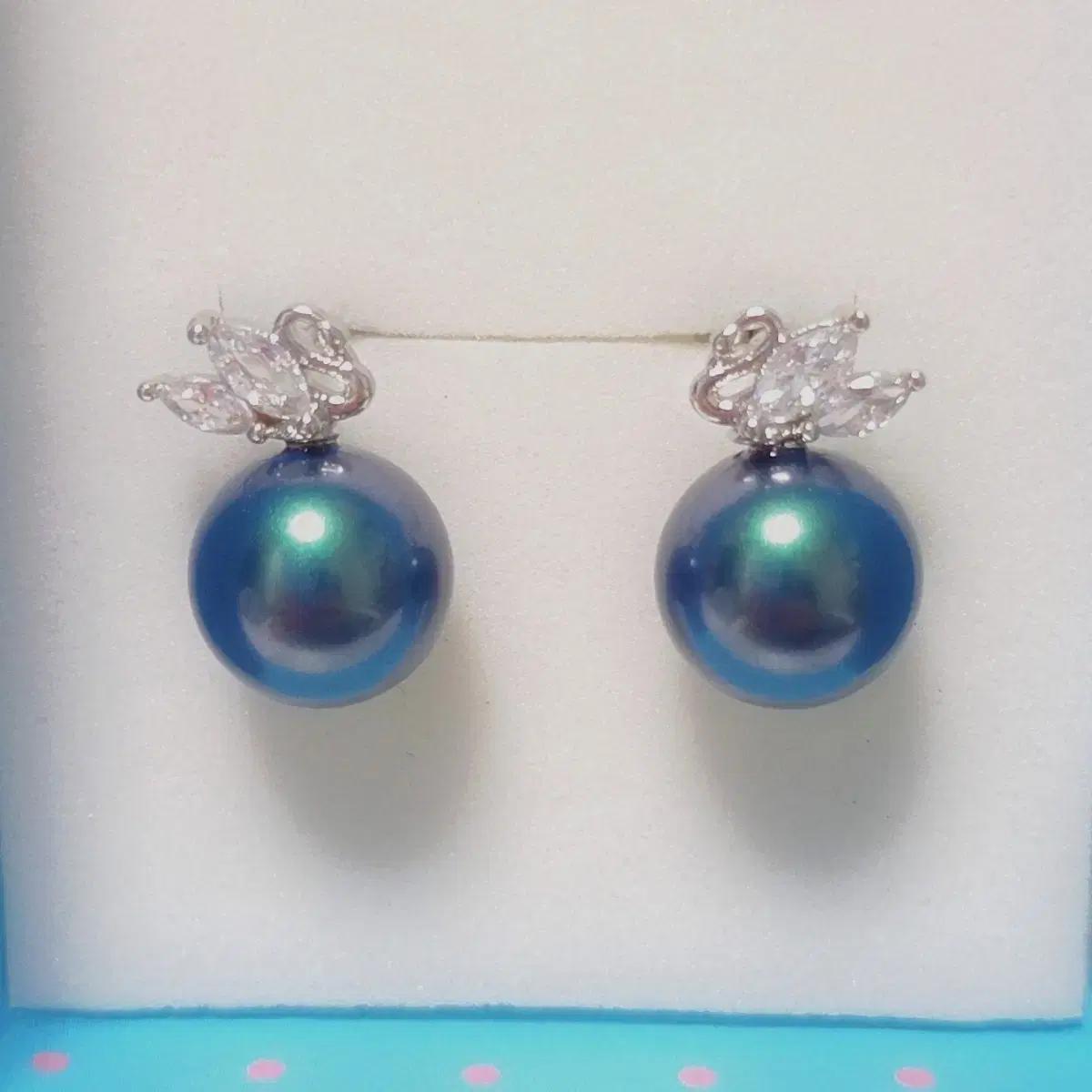 무료배송 스와로브스키 타히티진주 10mm 백조장식 은귀걸이