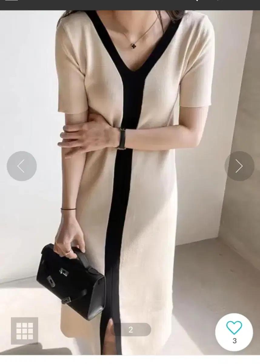 브이넥 캐주얼 롱 니트 원피스  S