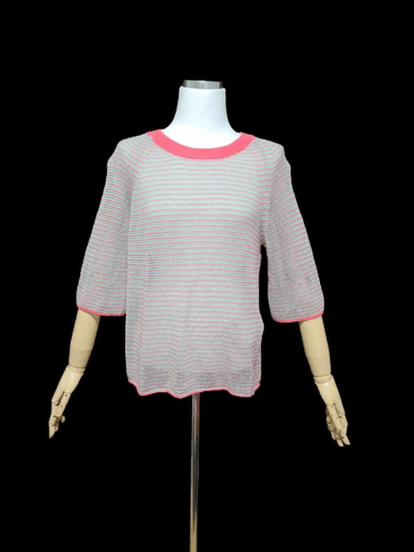 프랑스브랜드 쟈딕앤볼테르 정품 시스루 여자 봄춘추 여성 줄무늬니트티셔츠S