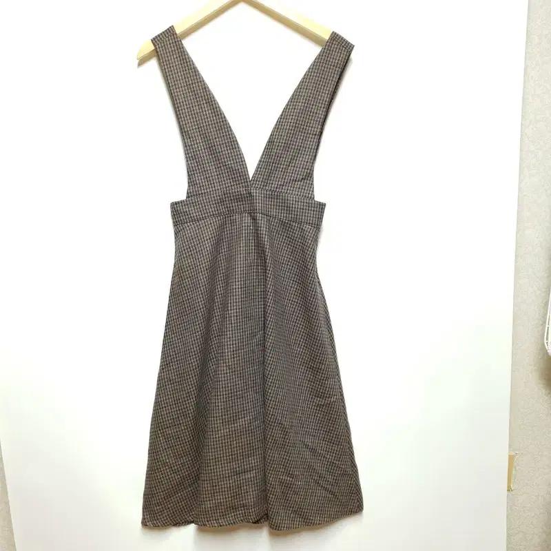 플라스틱 아일랜드 체크 브이넥 플레어 롱 원피스 M