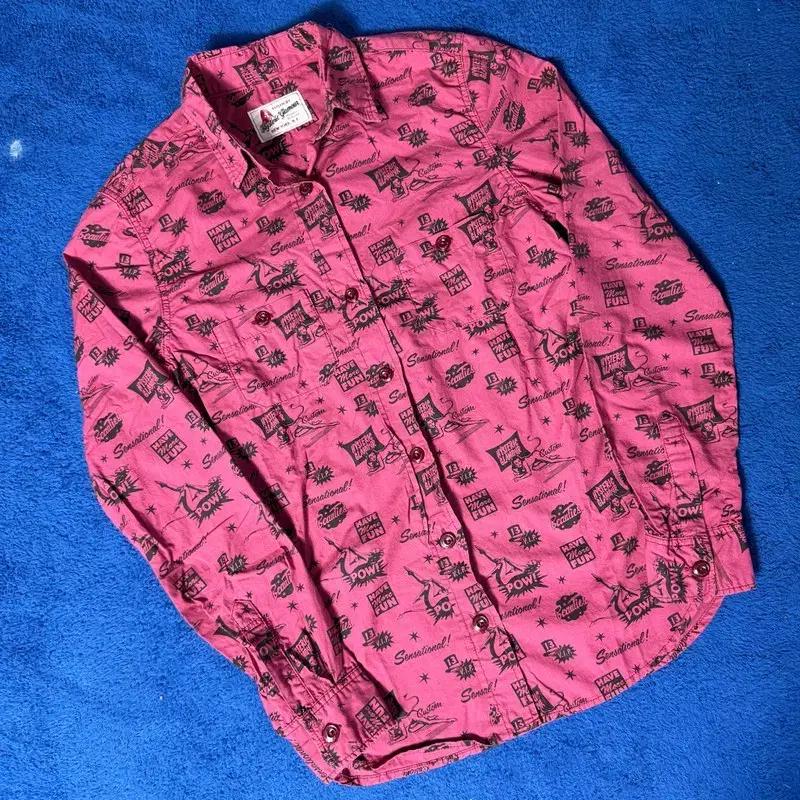 히스테릭 글래머 로고플레이 핑크 셔츠(F)