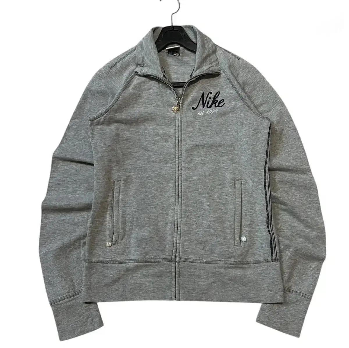 나이키 y2k 스몰로고 그레이 코튼 집업 져지 빈티지 아디다스