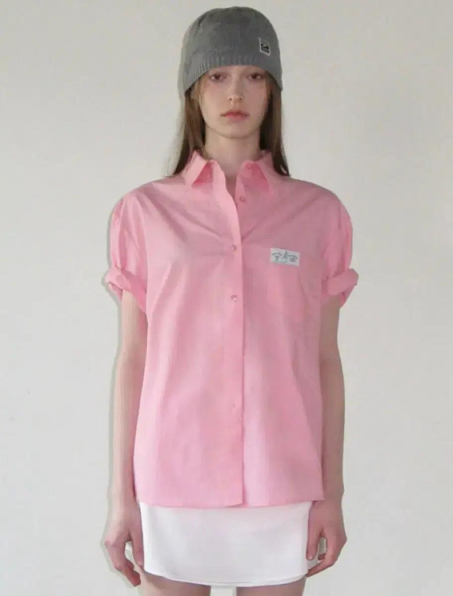 시눈 Half Sleeve Cotton Shirt (Pink)